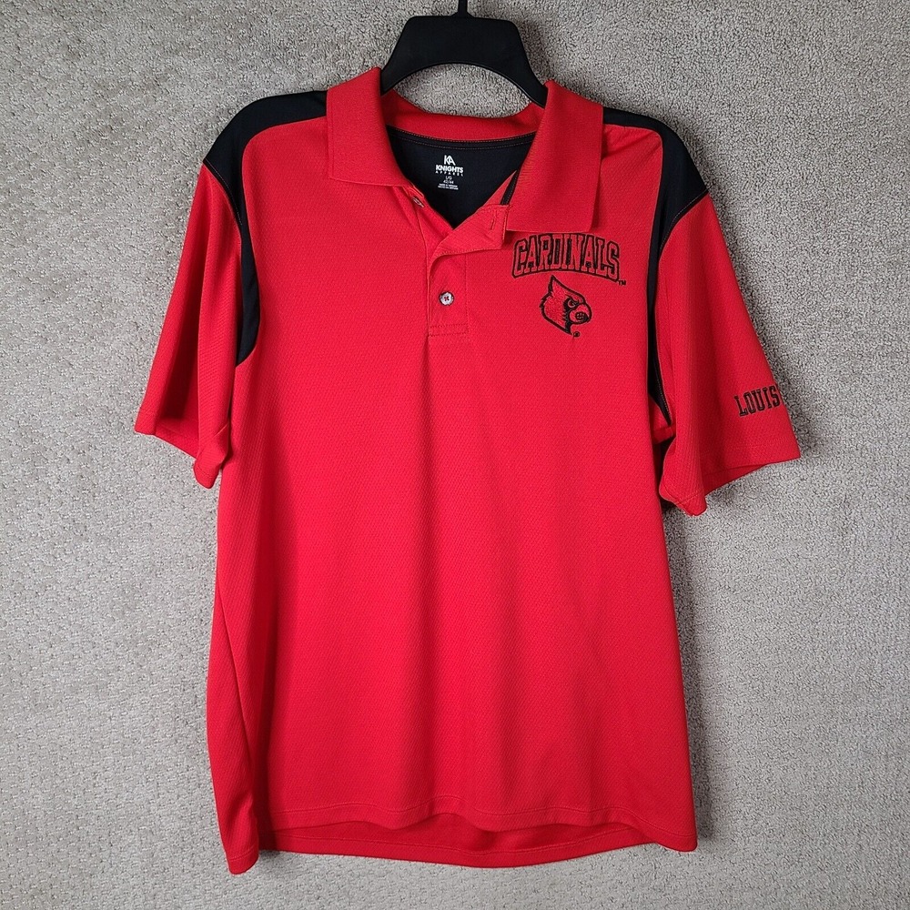 Knights Apparel Shirt Mens Large Red Louisville Cardinals Polo Polyester